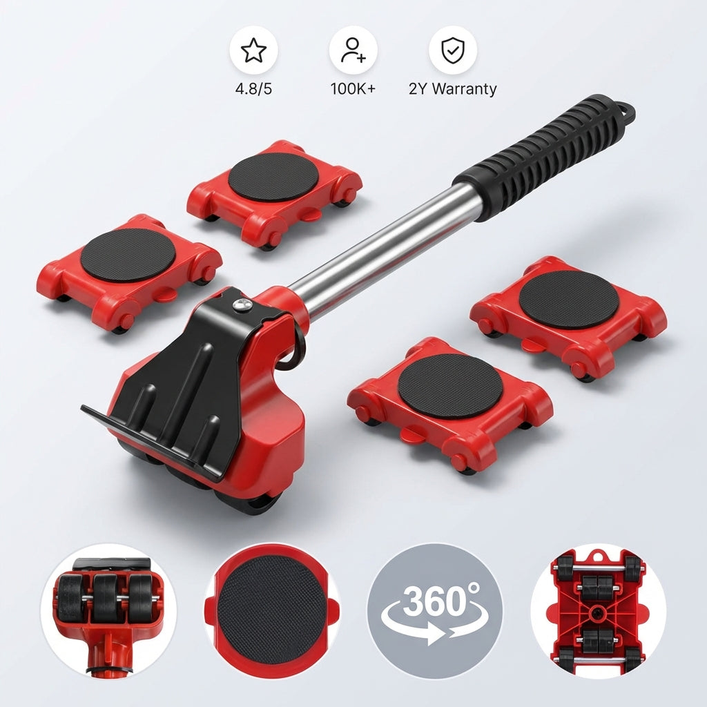 4 darabos nagy teherbírású bútoremelő és költöztető készlet - 150 kg-ig könnyedén megemeli a súlyt