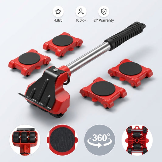 Kit de elevação e deslocação de mobiliário pesado de 4 peças - Levante até 150 kg sem esforço